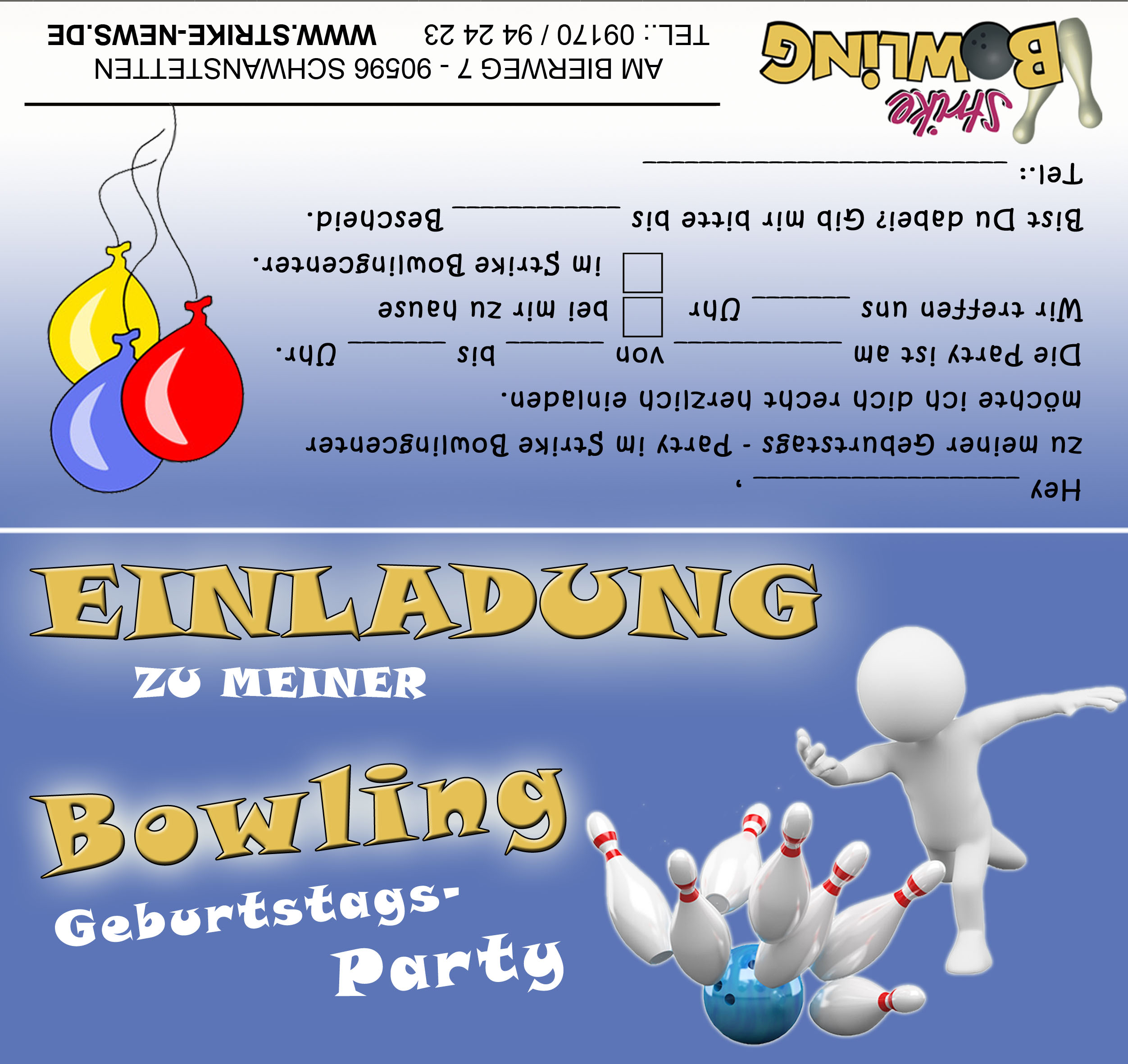 Drucken einladungskarten bowling kostenlos Einladung Kindergeburtstag
